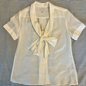Banana Republic Cream Short Sleeve Blouse with Bow